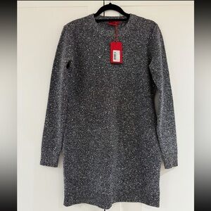 HUGO Sparkling Silver Long Sleeve Dress